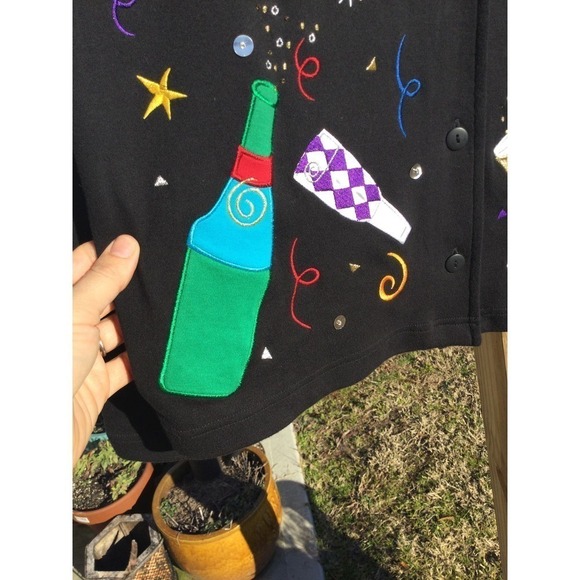 Bechamel Womens Cardigan Size Large NEW Embroidered New Year Celebration Festive - Picture 6 of 10